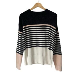F&F Tesco Striped Color Block Striped Sweater in Navy, Pink, and Cream, Medium